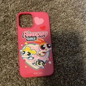 Pink iPhone Case with Powerpuff Girls Design